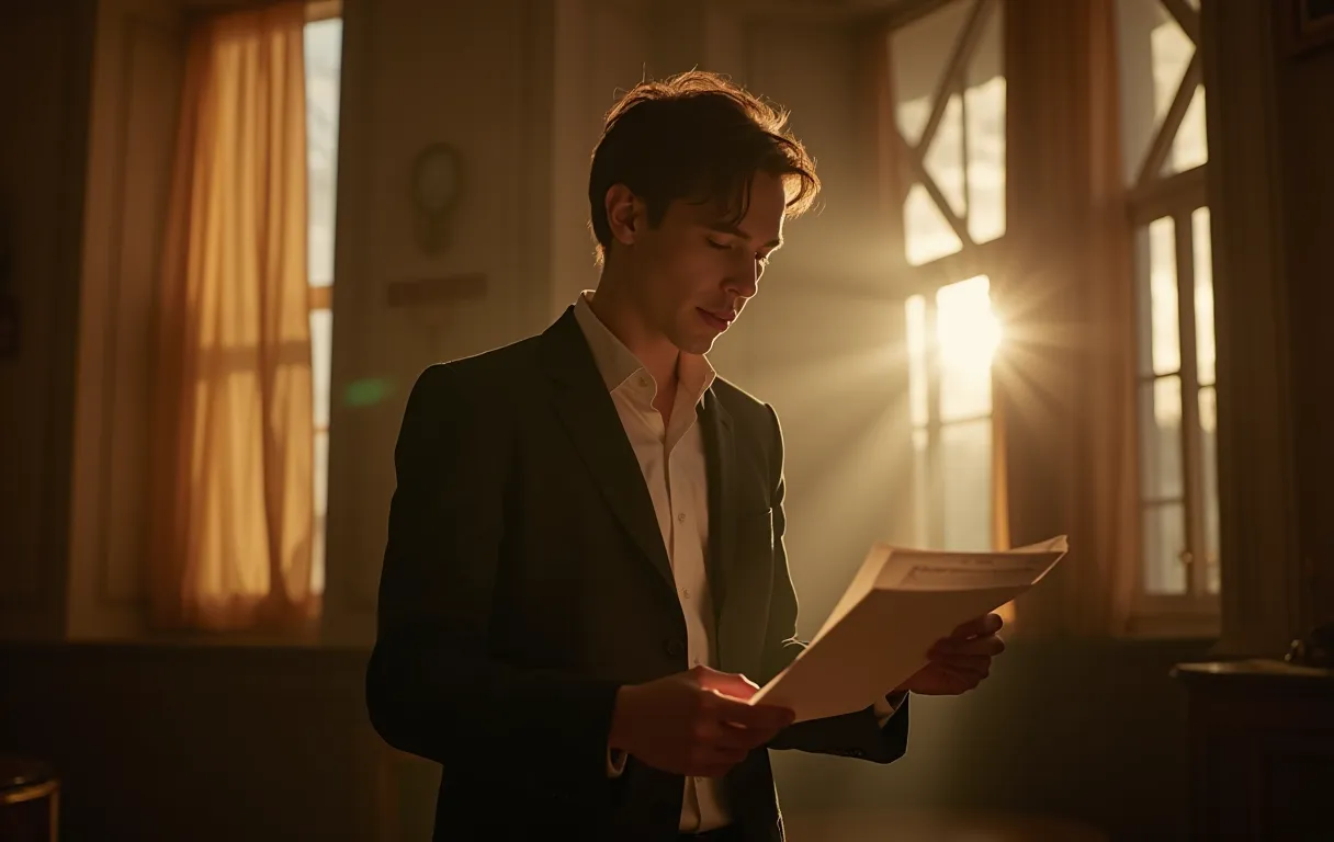 An actor rehearsing alone with a script