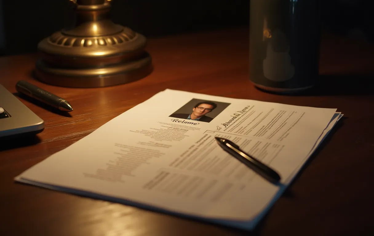 An actor's headshot and résumé laid out on a desk